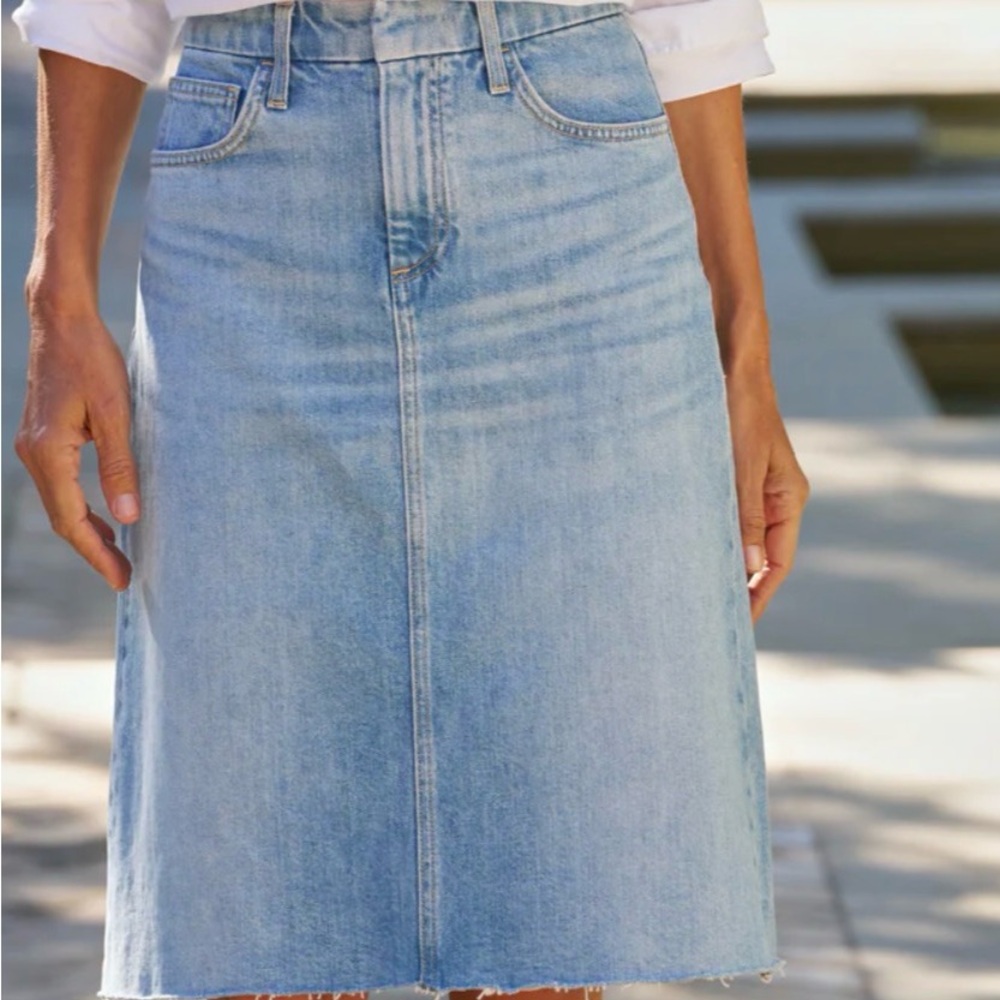 NWOT White Frank & Eileen “Donny” Midi Jean Skirt with Front Seam, Size 27 - Picture 7 of 7